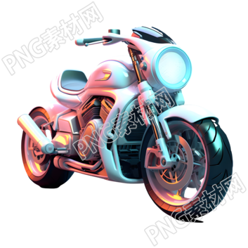 粉色风格的卡通摩托车3D动画素材
