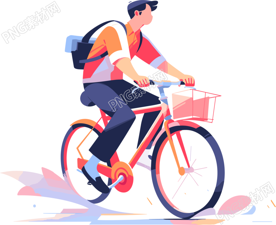 全身运动风格的山地自行车手插画
