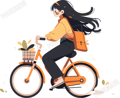 运动女孩骑自习车出行矢量插图