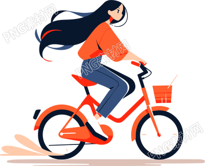 可爱女孩骑山地自行车插图素材