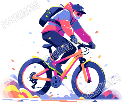 山地骑行运动插画素材