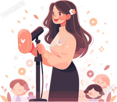 可爱女歌唱家插画