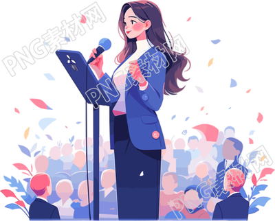 正在演讲的女生插画设计图形素材