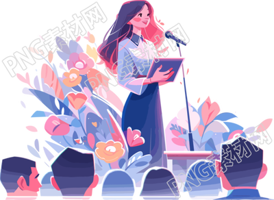 万众瞩目的演讲女孩图形设计元素
