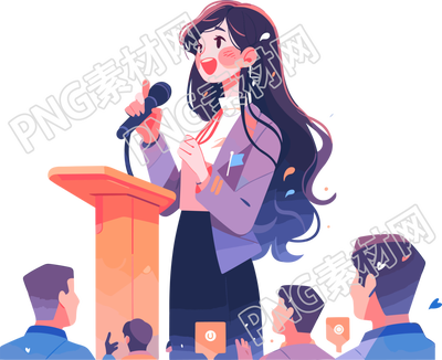 明亮商用插图自信的演讲女生插画