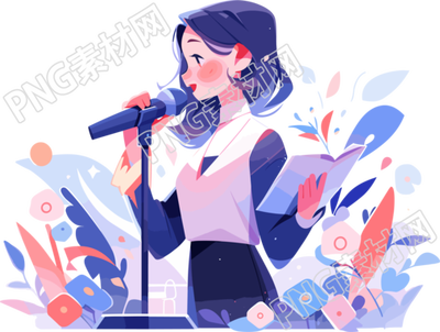 演讲女孩插画设计素材