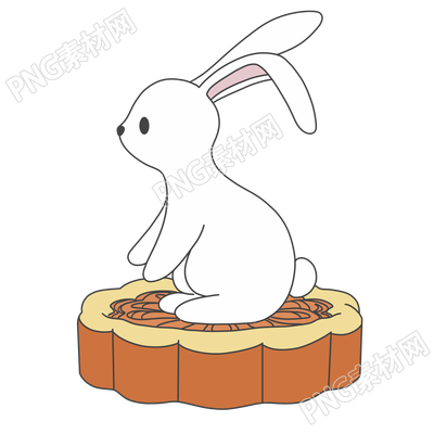 站在月饼上的卡通兔子插图