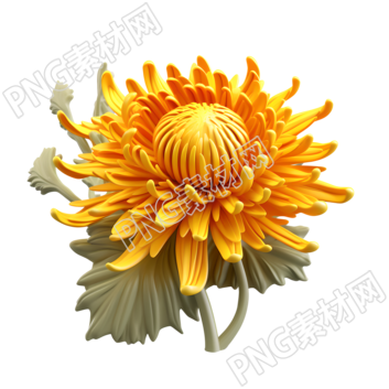 可爱黄色菊花3D卡通图案插画