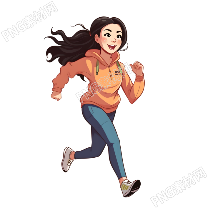 简约运动装亚洲女学生卡通插图