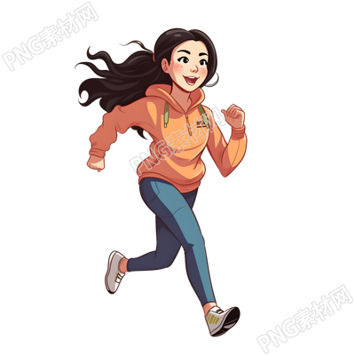 简约运动装亚洲女学生卡通插图