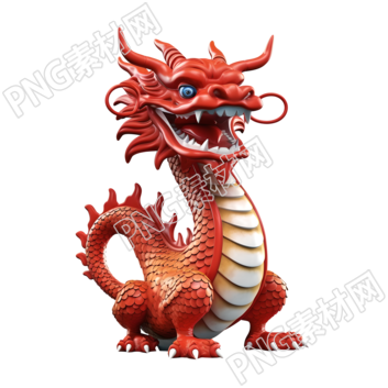可商用素材3D红色中国龙元素