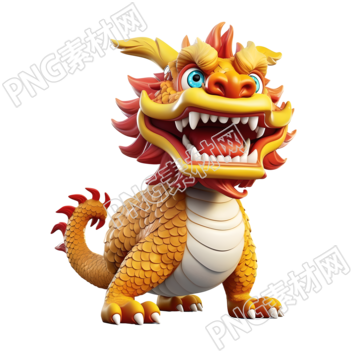 3D卡通中国龙华丽图形风格素材