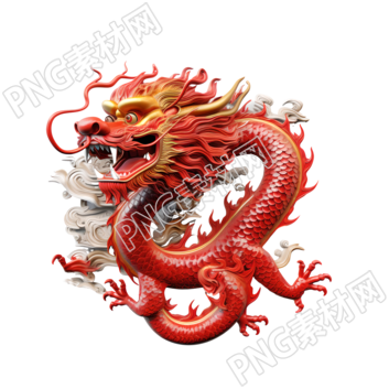白底3D卡通中国龙饰品设计素材