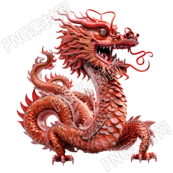 红色中国龙3D立体雕塑插图