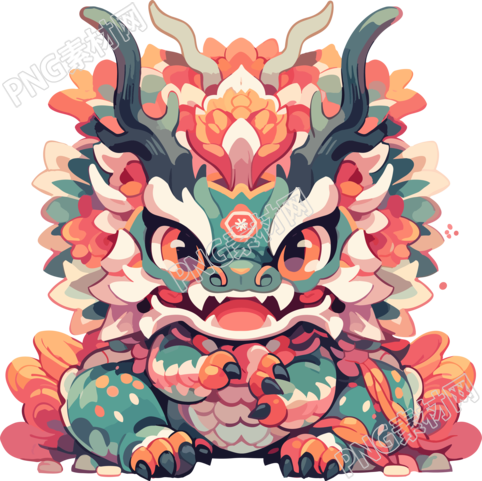 可爱3D红色中国龙创意设计灵感插画