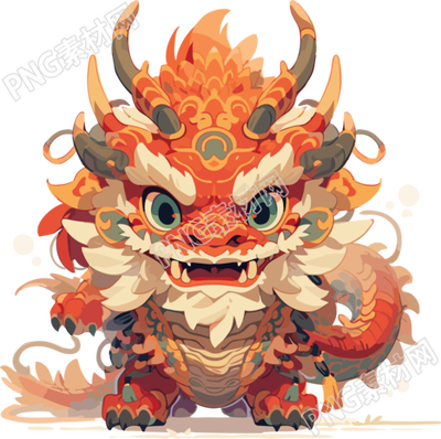 可爱的中国龙图案商业设计插画
