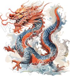 红色中国龙3D高清图形插图