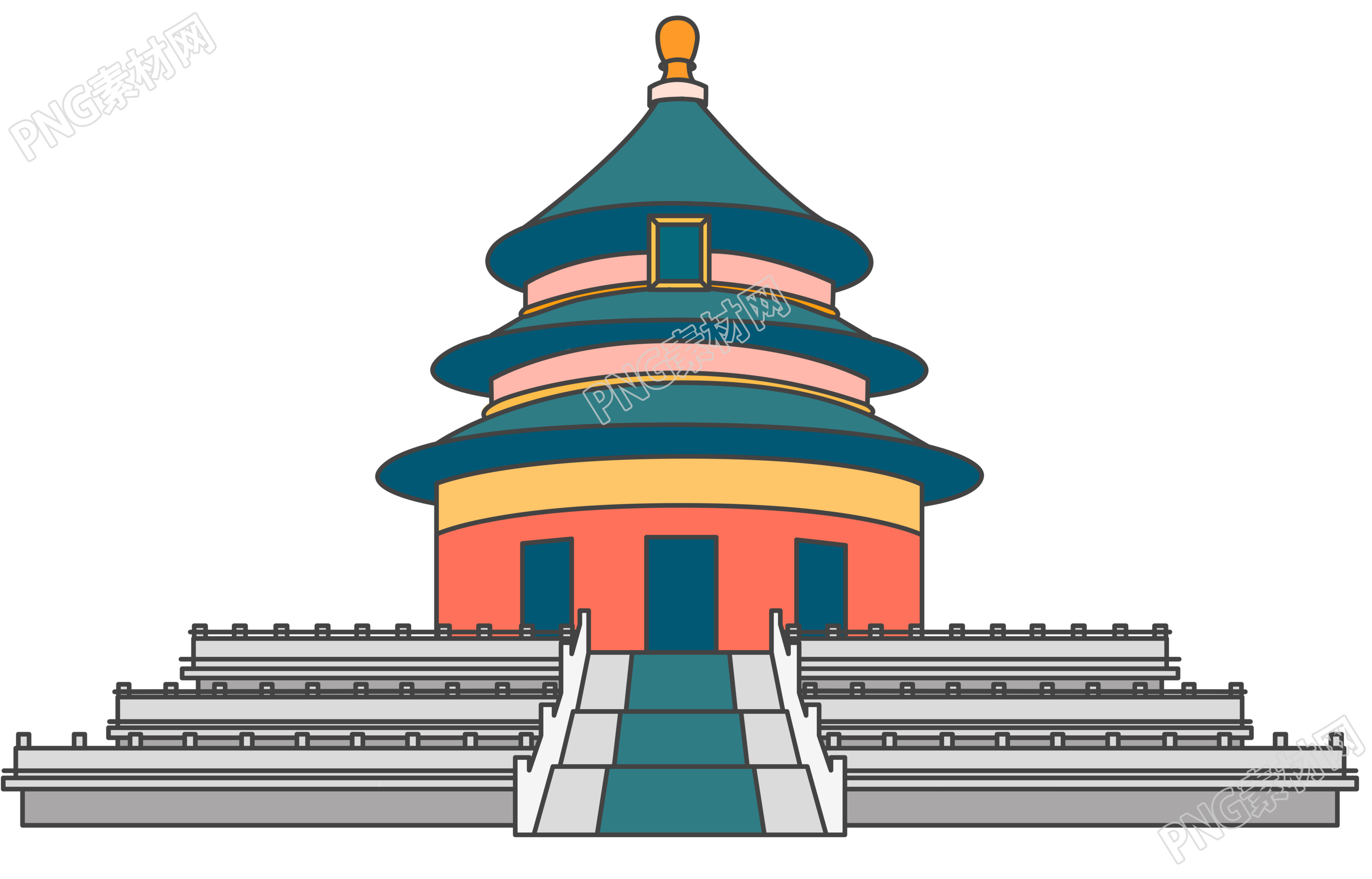 手绘天坛建筑商用插画