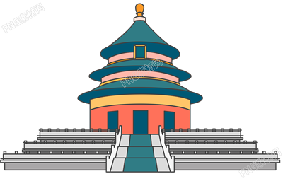 手绘天坛建筑商用插画