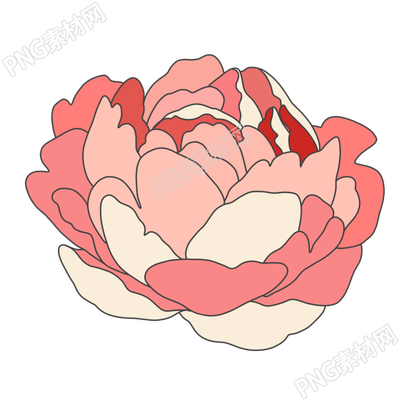 粗线条手绘牡丹花商业可用素材