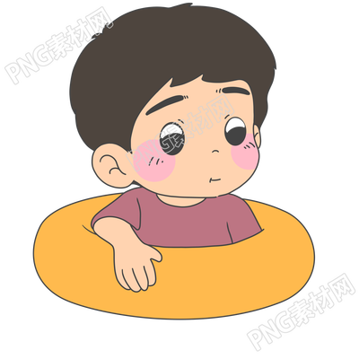 带着黄色游泳圈的小男孩插画