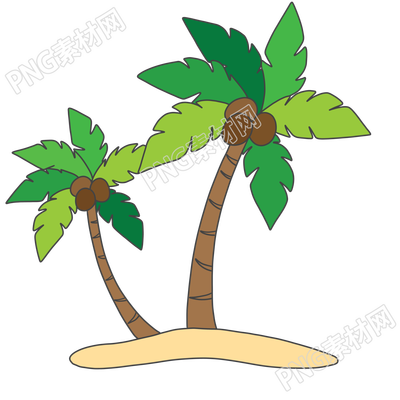 手绘卡通风椰子树PNG素材