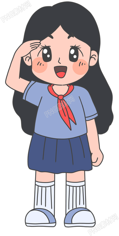 敬礼女孩欢度国庆透明背景插图