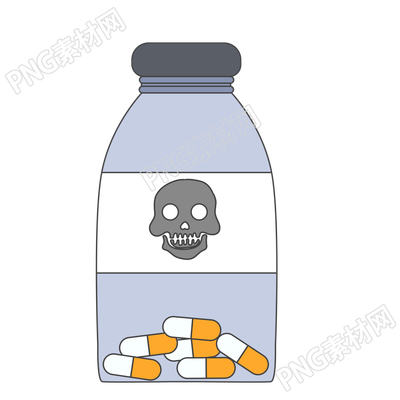 手绘带骷髅头的药品毒品瓶子插画
