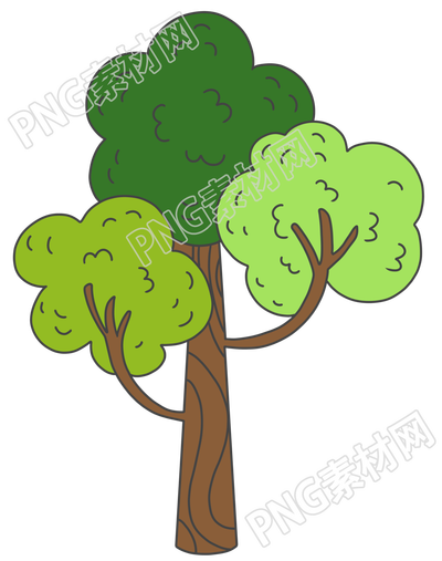 三个树冠的大树商用插画