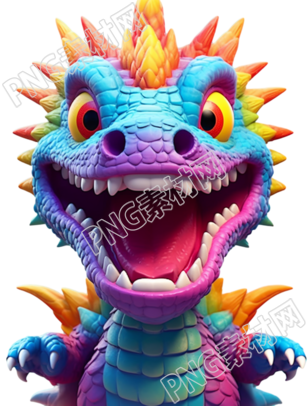 绚丽多彩的大嘴龙玩具素材