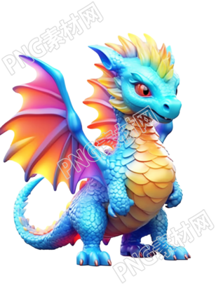 彩虹龙PNG素材透明背景插图
