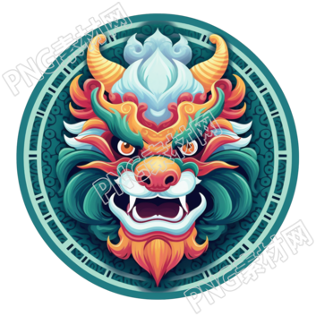 民间传说风格的中国龙头PNG元素