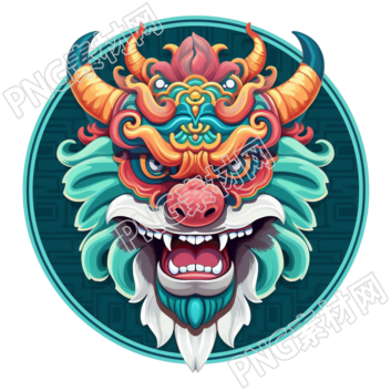 中国龙头PNG素材圆形插图
