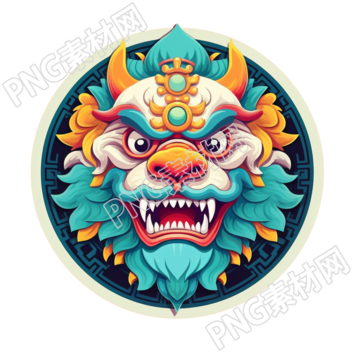 创意设计中国狮子透明背景插画