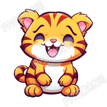 可爱动漫老虎贴纸插画
