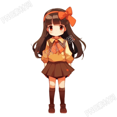 动漫少女浅栗色插画