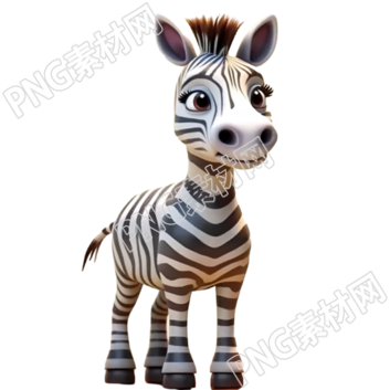 黑白斑马插画PNG素材