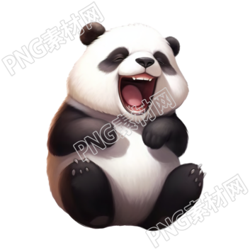 动漫风格的大笑熊猫贴纸素材