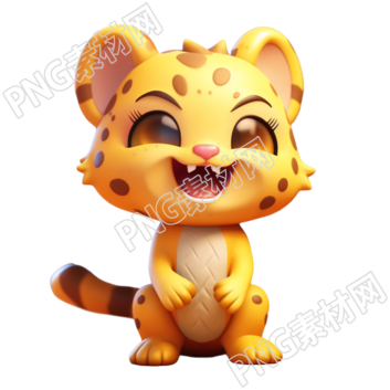 可爱动漫风格橙黄色猎豹贴纸插图