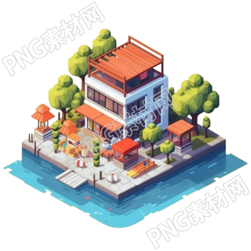 简洁优雅的彩色街景插画设计素材