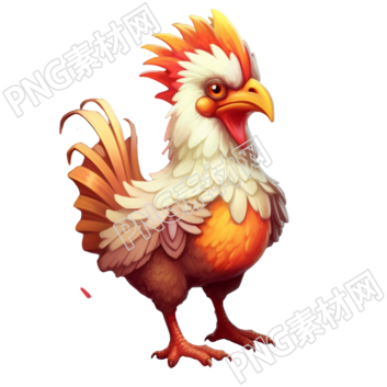 彩色金鸡插画设计图形素材