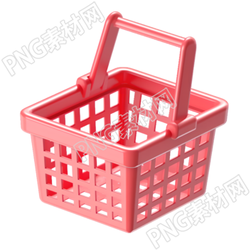 白底3D卡通购物篮插画