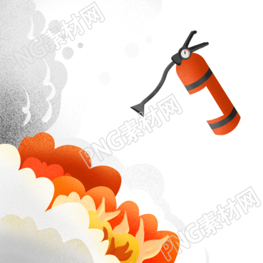 手绘灭火器正在灭火商用插画