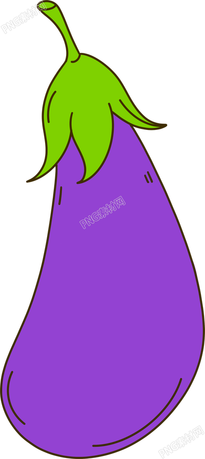 手绘紫色茄子透明背景插画
