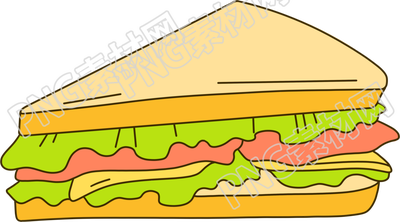 营养美味的蔬菜三明治手绘插画