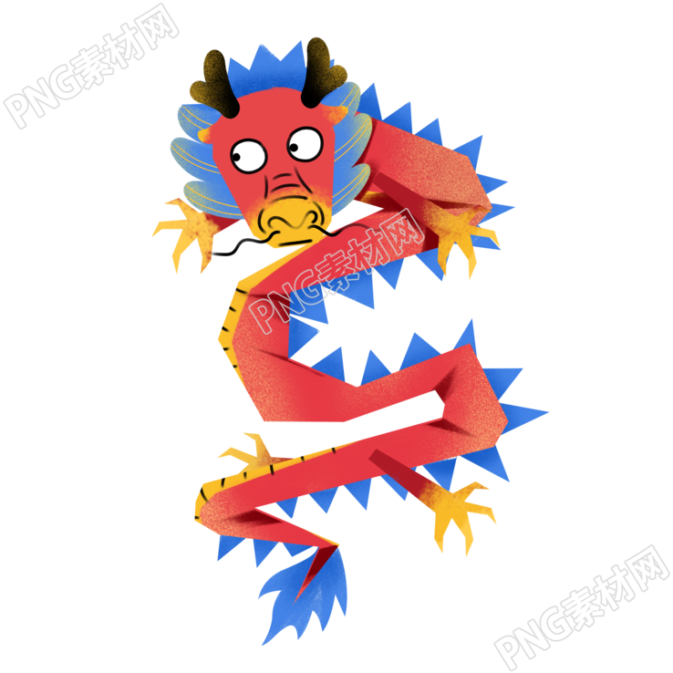 手绘搞怪的中国龙图形插画