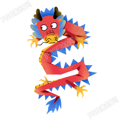 手绘搞怪的中国龙图形插画