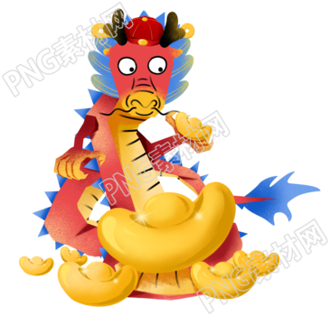 拥有超多元宝的中国龙手绘彩色插图