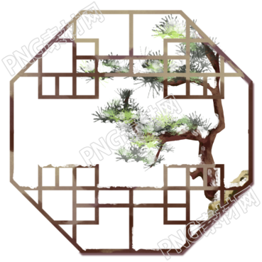 二十四节气小雪古风窗户松树美景插图