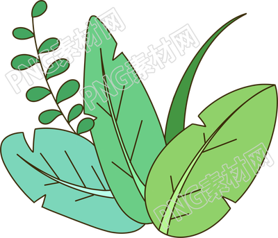 可商用的浅绿深绿叶子透明背景元素